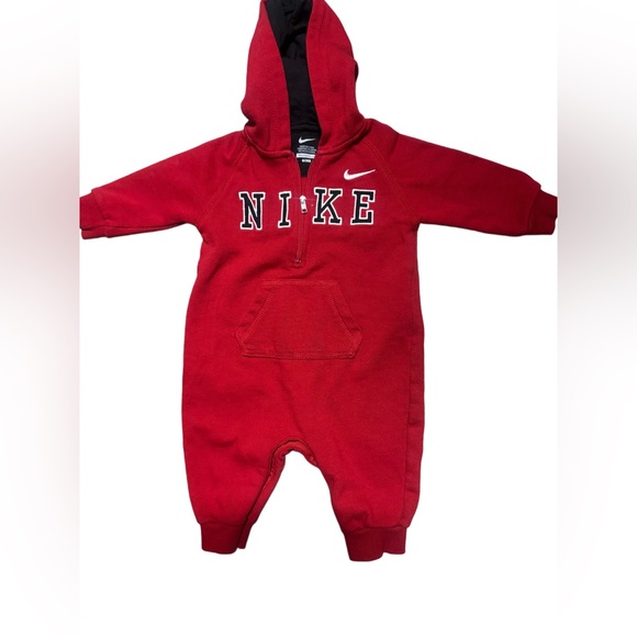 Nike Red Footies One Piece with Cozy Fleece - Picture 1 of 8